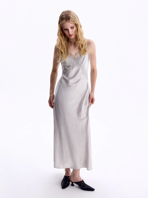 Платье-комбинация из жатого атласа POMPA арт.7130030ab3591
